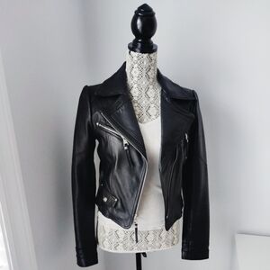 Steve Madden Women's 100% Leather Moto Biker Jacket Black Small